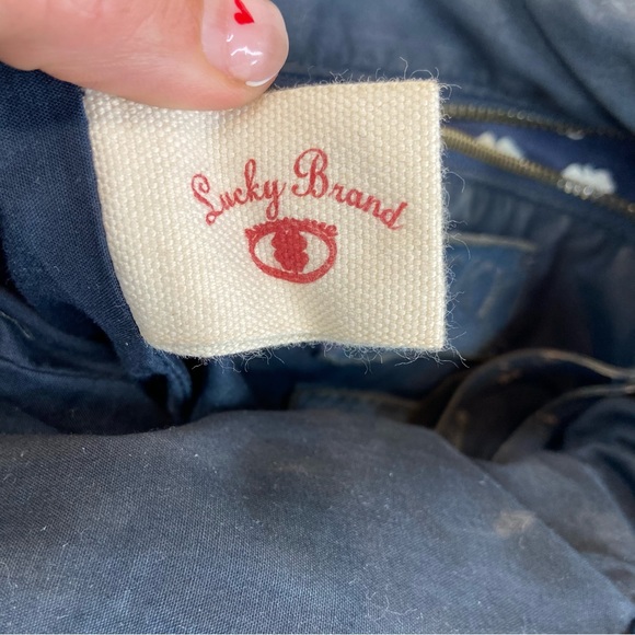 Lucky Brand Abbey Road Foldover Hobo Crossbody Messenger Bag Denim Gray Blue - Picture 3 of 11